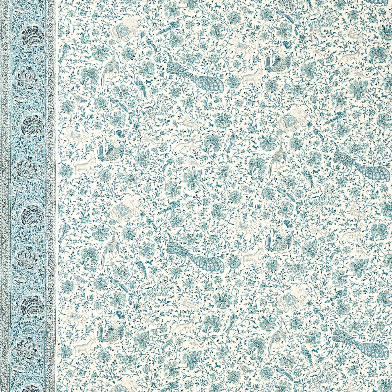 Mughal Menagerie Mazarine Blue Fabric by ZOF