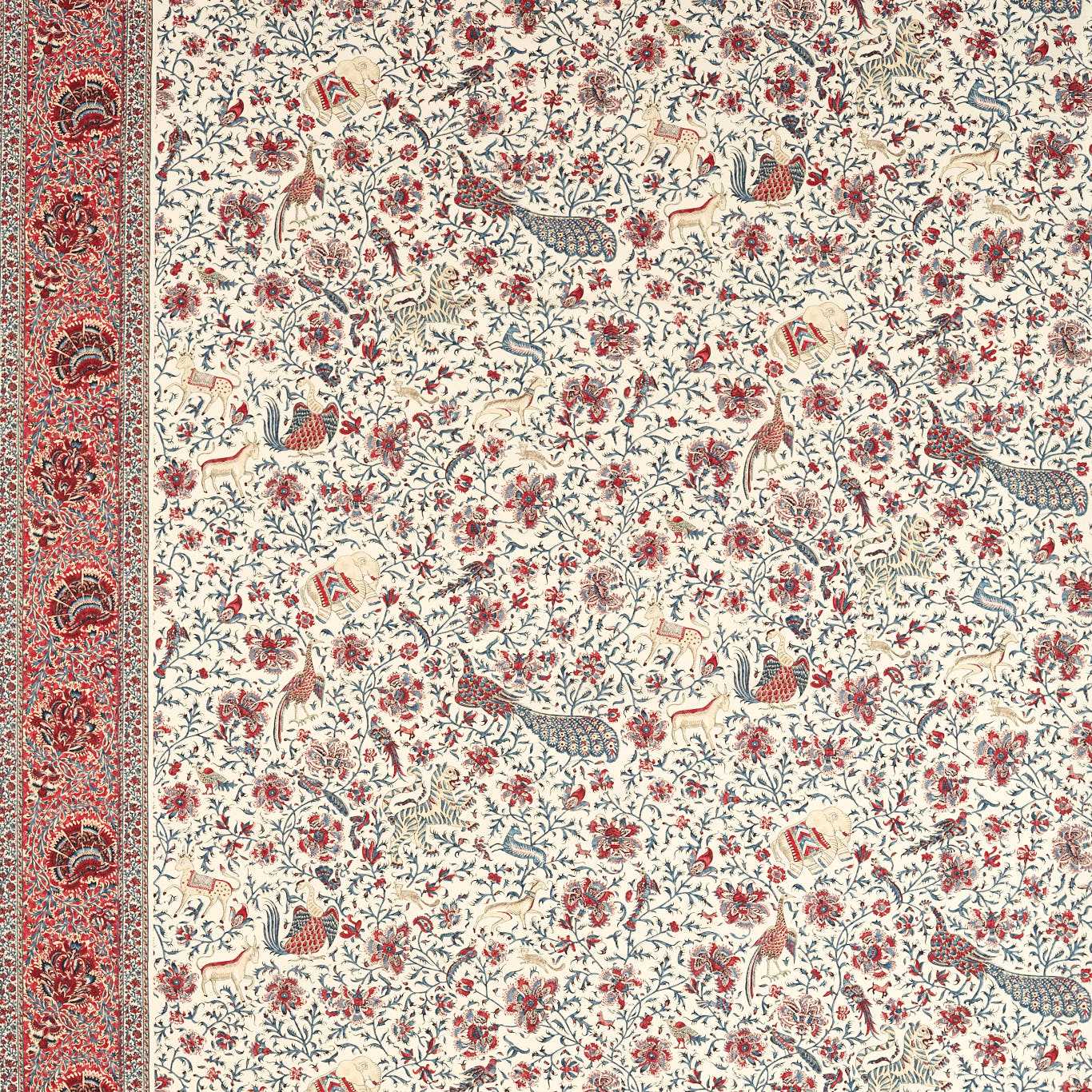 Mughal Menagerie Indigo/Madder Fabric by ZOF