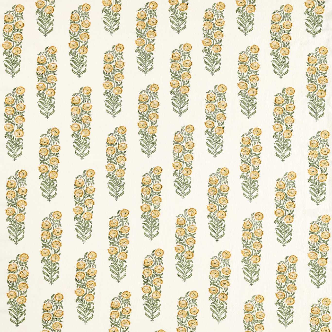 Sanganeri Block Print Primrose/Evergreen Fabric by ZOF