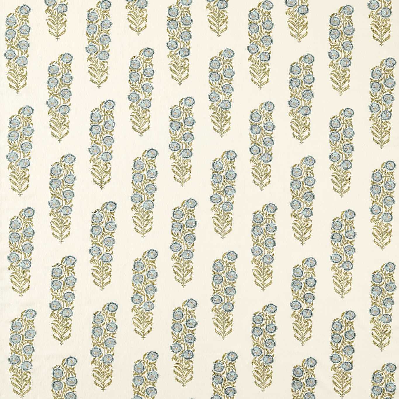 Sanganeri Block Print Tempest/Olive Fabric by ZOF