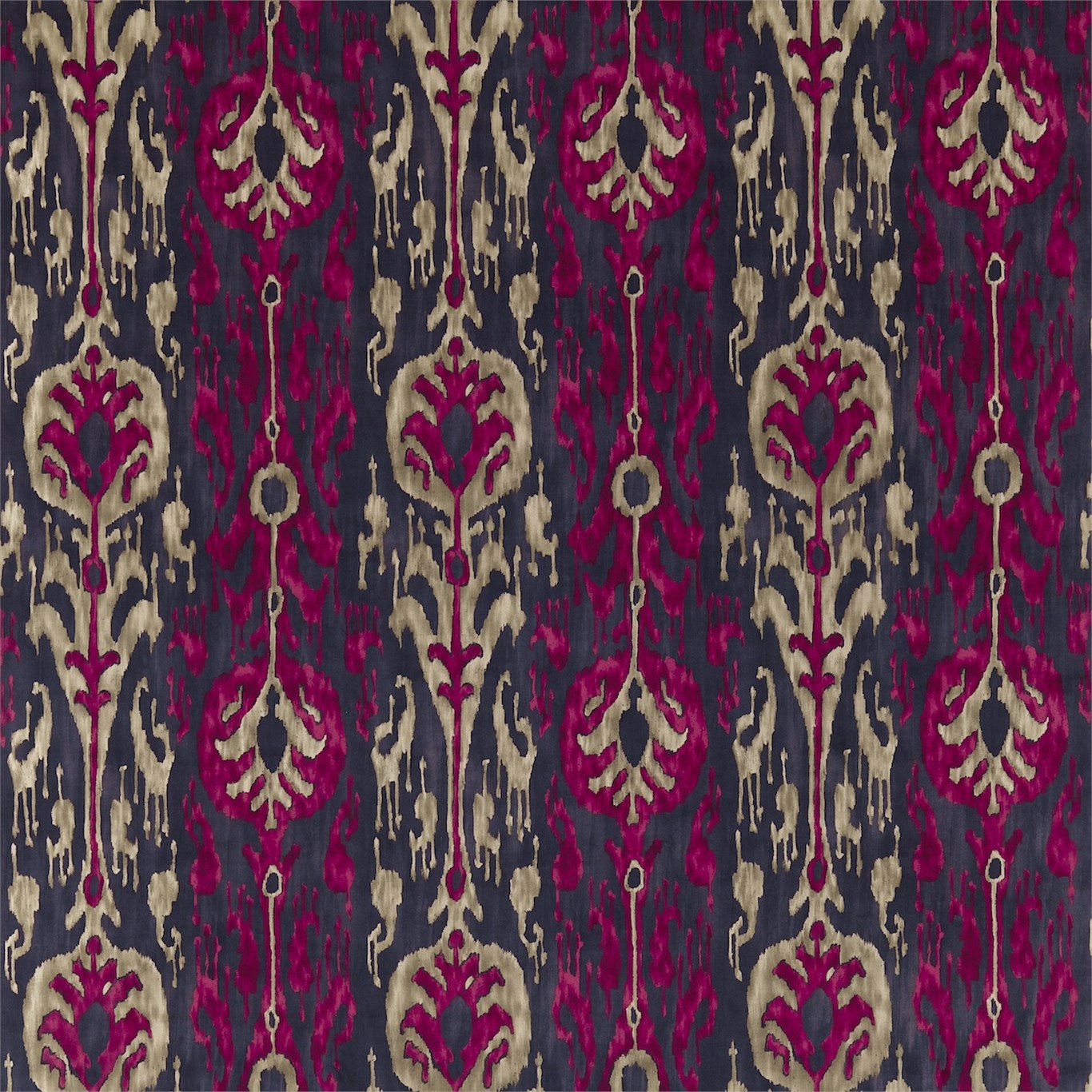 Kashgar Velvet Charcoal/Cerise Fabric by ZOF