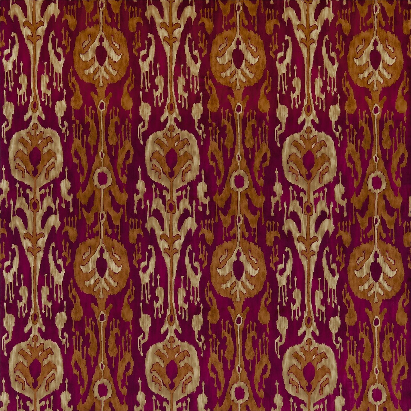 Kashgar Velvet Red/Gold Fabric by ZOF