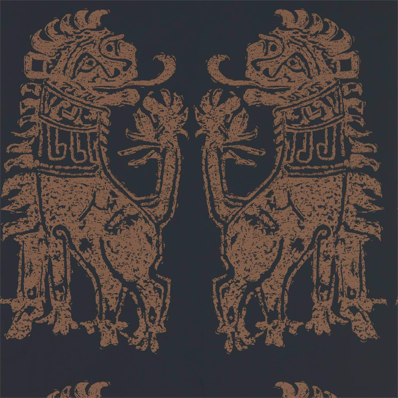 Sicilian Lion Bone Black/Coppper Wallpaper by ZOF