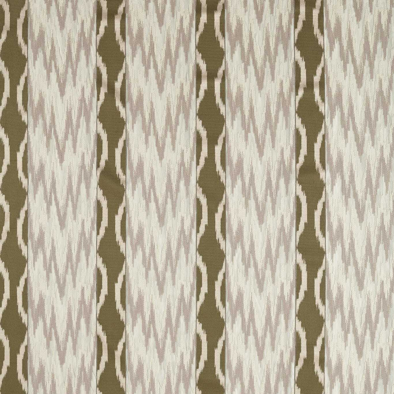 Embroidered Ikat Stripe Green Stone Fabric by ZOF