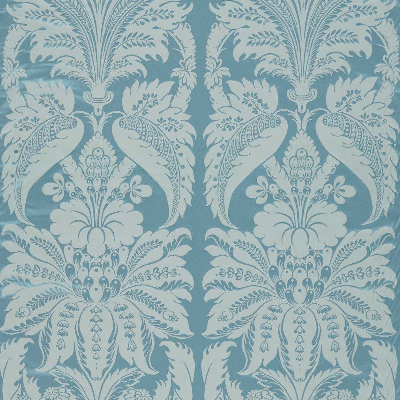 Clandon Damask Wedgwood Blue Fabric by ZOF