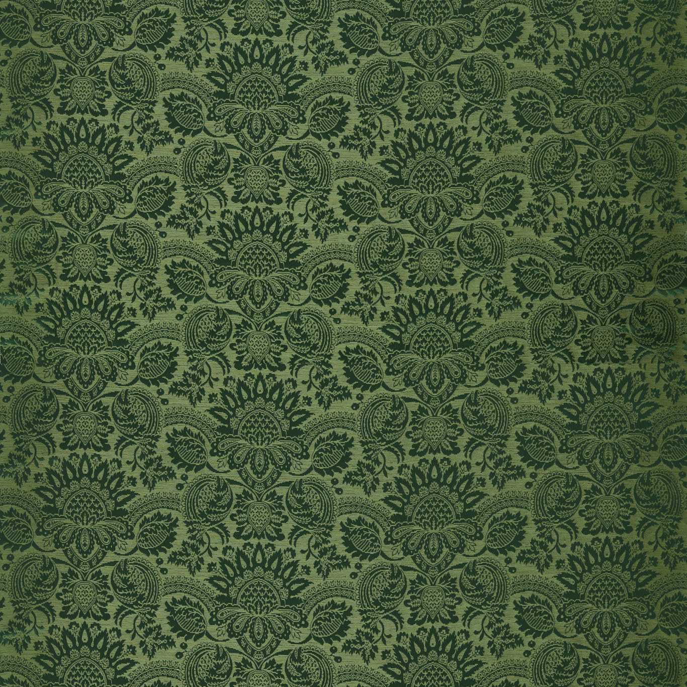Pomegranate Brocatelle Huntsman Green Fabric by ZOF