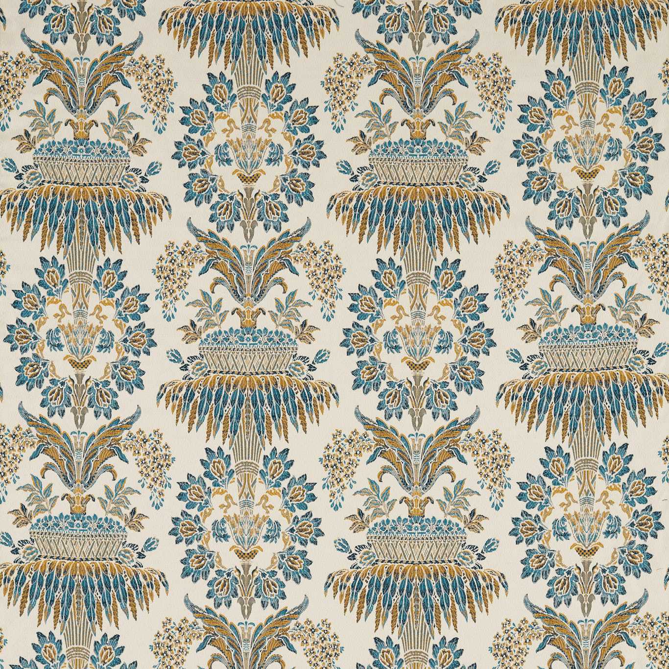Long Gallery Brocade Teal/Gold Fabric by ZOF