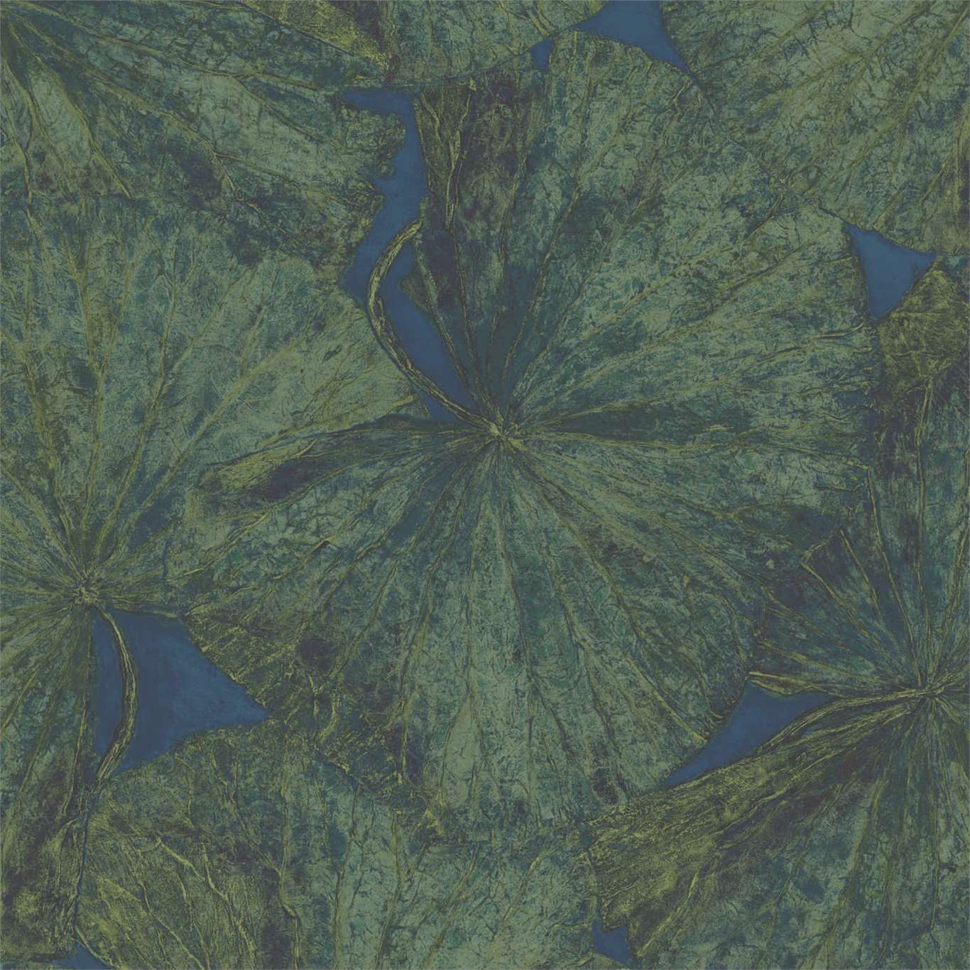 Taisho Lotus Malachite/Lapis Wallpaper by ZOF