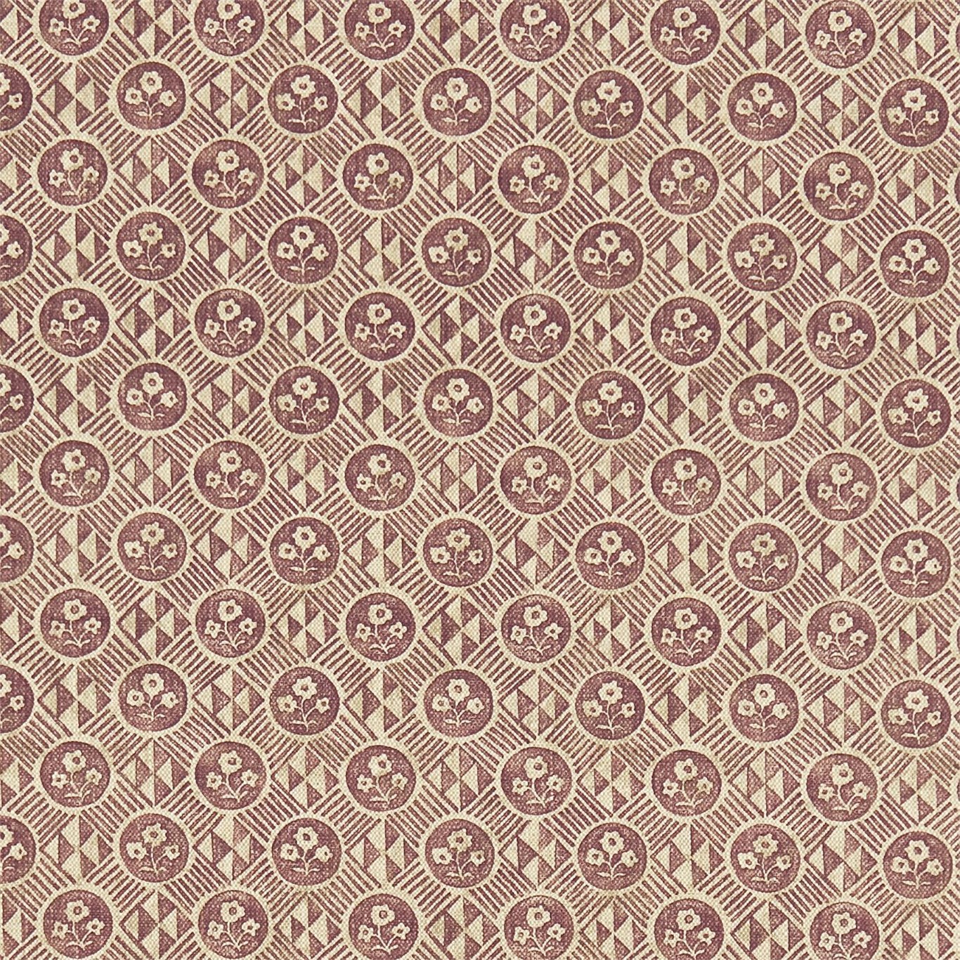 Diamonds & Flowers Aubergine Fabric by ZOF