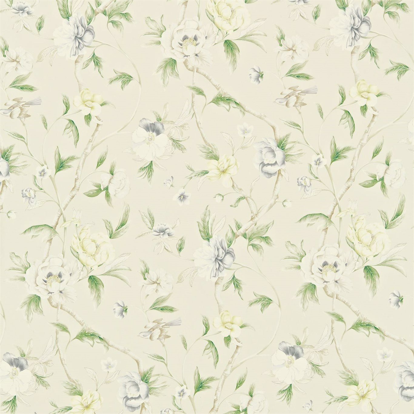 Flowering Tree Pale Cream/Silver Fabric by ZOF