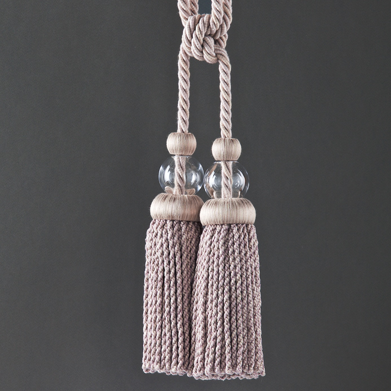 Lead Crystal Tie Back Rose Quartz Trimmings by ZOF