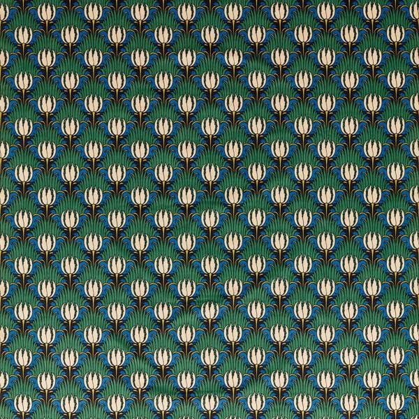 Tulip & Bird Fabric Goblin Green & Raven Fabric by Archive