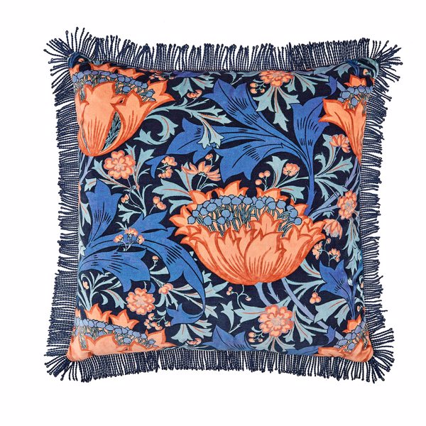 The St Sabastian Fringed Cushion  Midnight Embers 50x50  by Archive