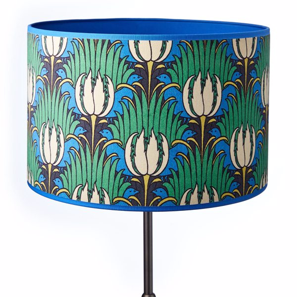 Tulip & Bird Lampshade  Goblin Green/Raven Small  by Archive