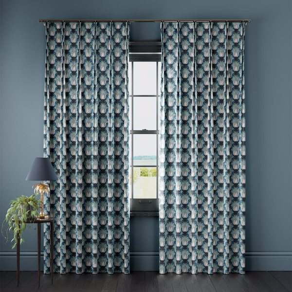 Tulip and Bird Curtains  Opal & Sea Foam by Archive