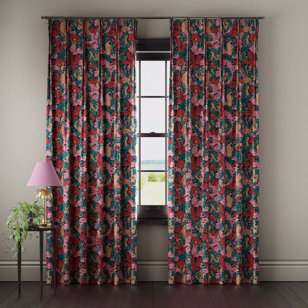 Forbidden Fruit Curtains Kingfisher & Loganberry Curtains by Archive