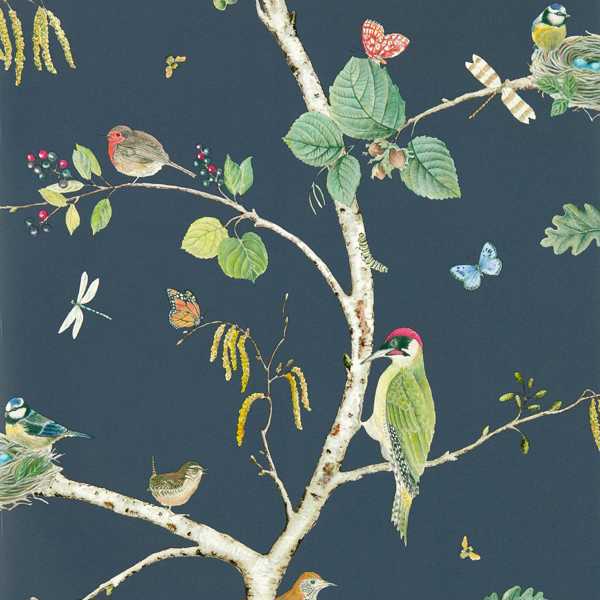 Woodland Chorus Charcoal Wallpaper by Sanderson