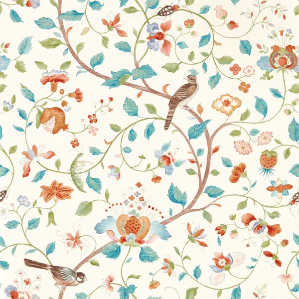 Aril's Garden Teal/Russet Wallpaper by Sanderson