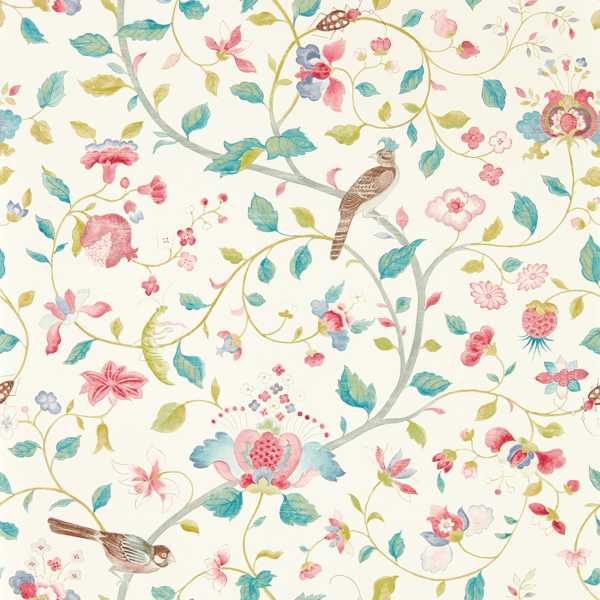 Aril's Garden Blue Clay/Pink Wallpaper by Sanderson