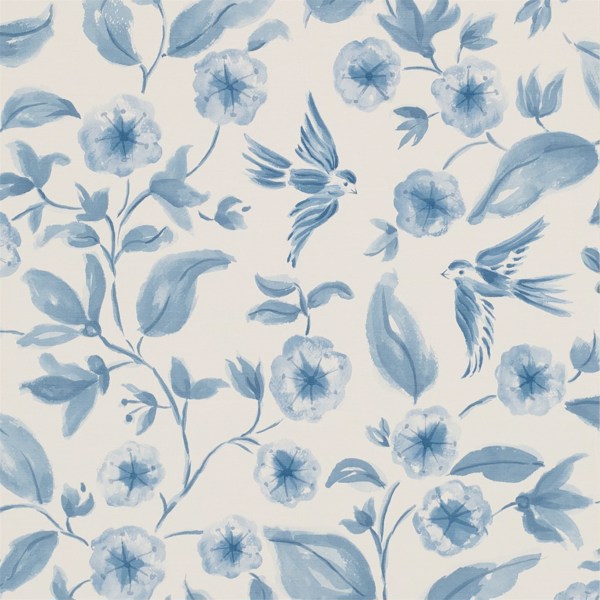 Bird Blossom Indigo/Ecru Wallpaper by Sanderson