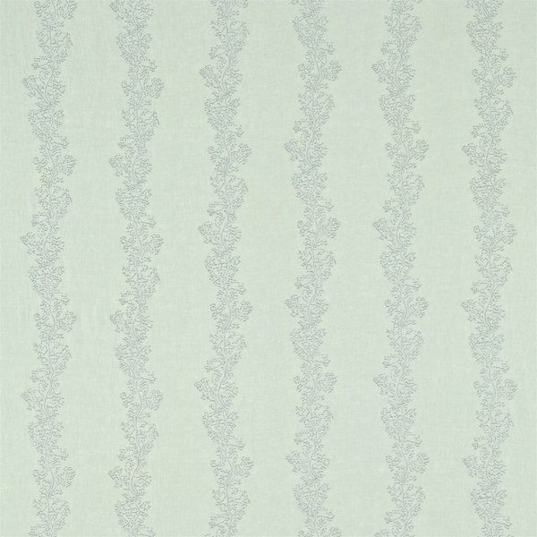 Sparkle Coral Embroidery Silver/Aegean Fabric by Sanderson
