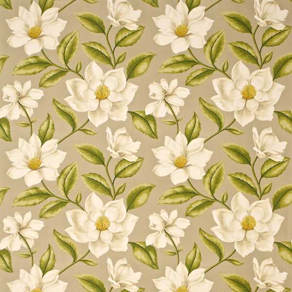 Grandiflora Linen/Olive Fabric by Sanderson