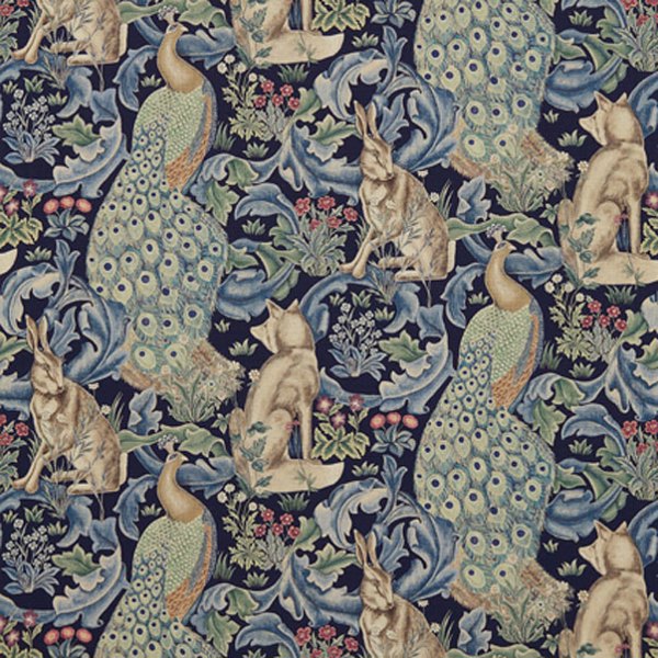 Forest (Viscose) Indigo Fabric by Morris & Co