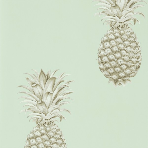 Pineapple Royale Porcelain/Sepia Wallpaper by Sanderson
