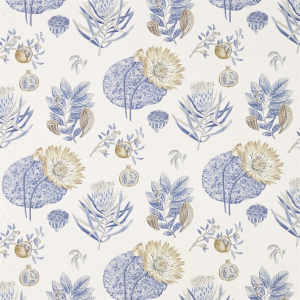 Lily Bank China Blue/Linen Fabric by Sanderson