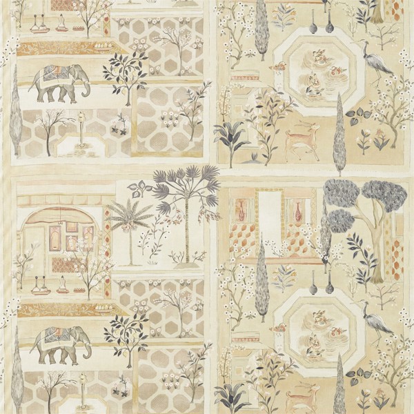 Sultans Garden Sepia/Amber Fabric by Sanderson