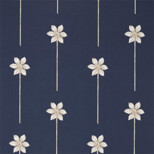 Thalia Indigo/Natural Fabric by Sanderson