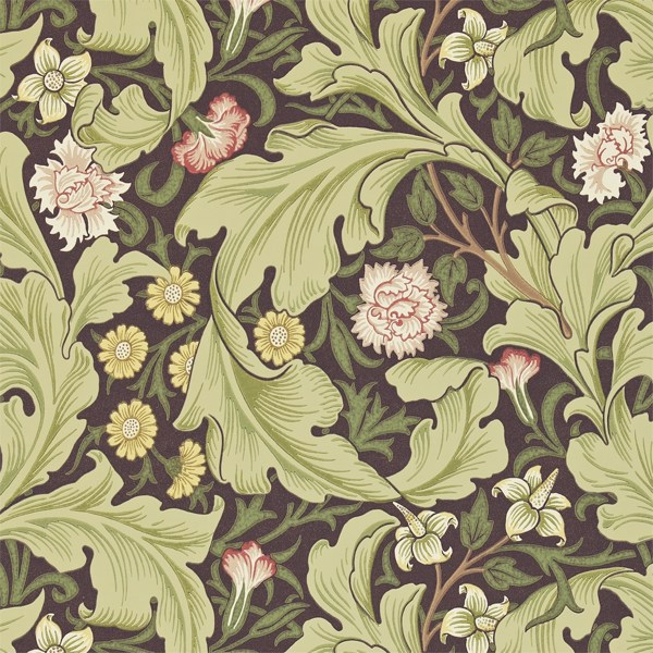 Leicester Chocolate/Olive Wallpaper by Morris & Co
