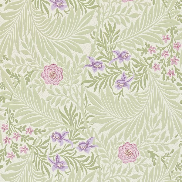 Larkspur Green/Coral Wallpaper | Morris & Co by Sanderson Design