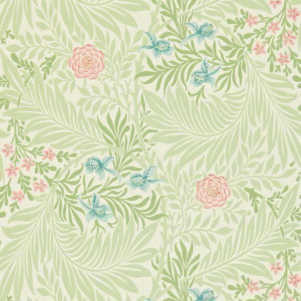 Larkspur Green/Coral Wallpaper by Morris & Co