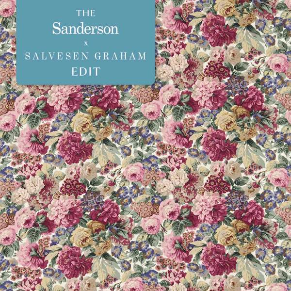 Rose & Peony Red (Cotton) Fabric by Sanderson
