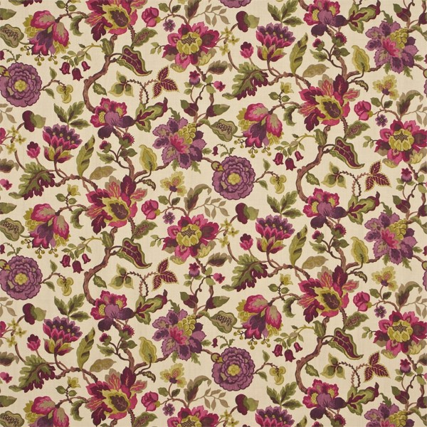 Amanpuri Mulberry/Olive Fabric by Sanderson
