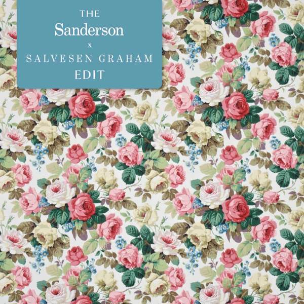 Chelsea White/Pink Fabric by Sanderson