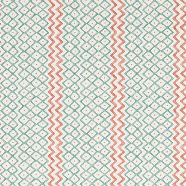 Khes Udaipur Blue/Aleppo Pepper Wallpaper by Sanderson