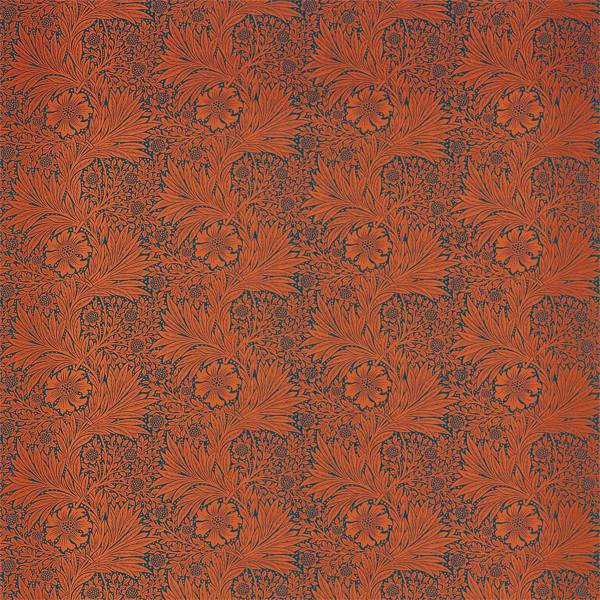 Marigold Navy/Burnt Orange Fabric by Morris & Co