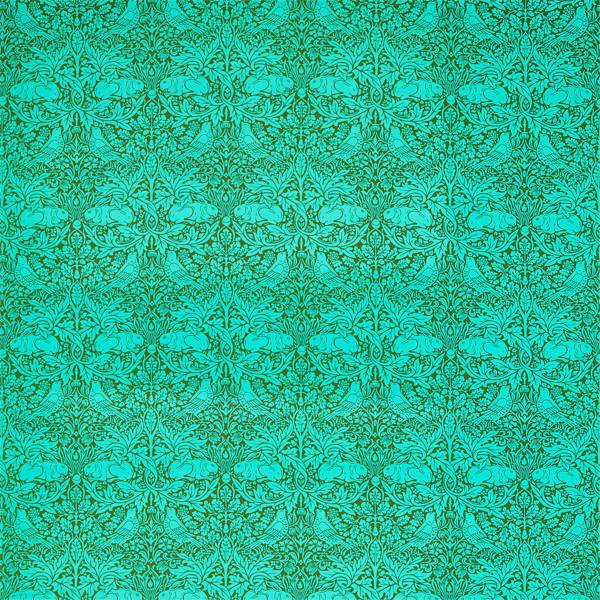 Brer Rabbit Olive/Turquoise Fabric by Morris & Co
