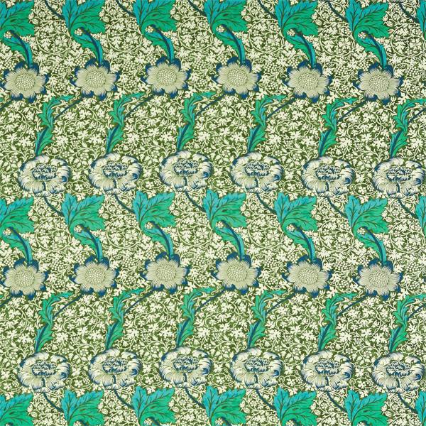 Kennet Olive/Turquoise Fabric by Morris & Co