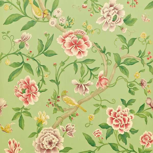 Porcelain Garden Rose/Fennel Wallpaper by Sanderson