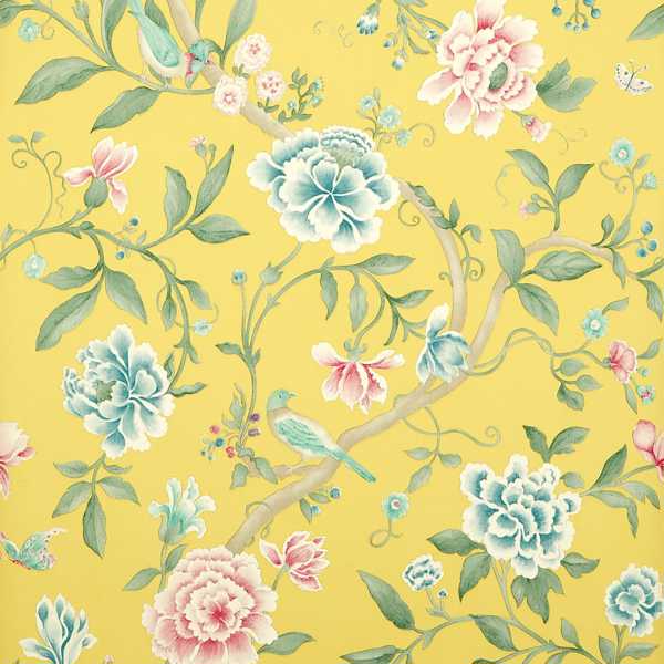 Porcelain Garden Rose/Linden Wallpaper by Sanderson