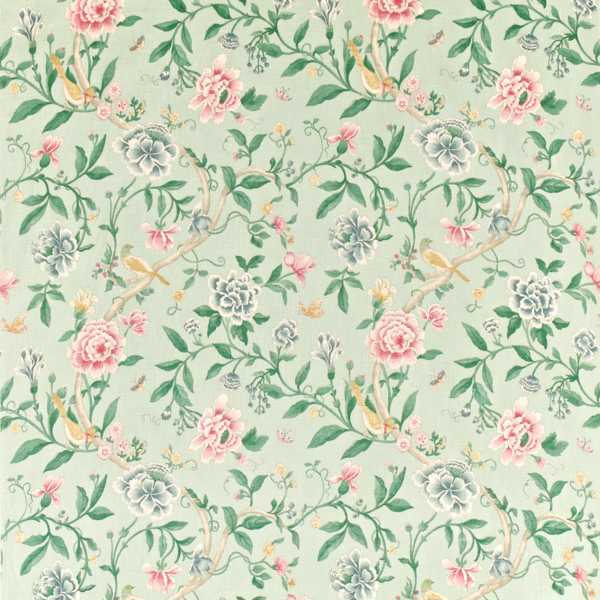 Porcelain Garden Rose/Duck Egg Fabric by Sanderson