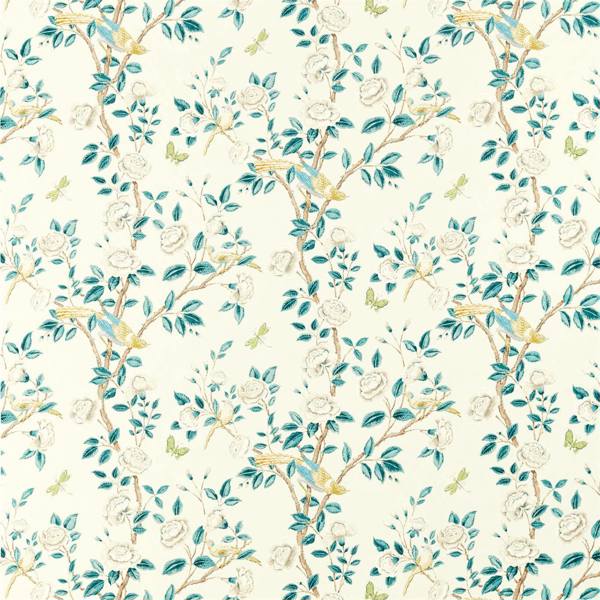 Andhara Teal/Cream Fabric by Sanderson