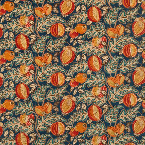 Cantaloupe Velvet Tumeric/Indigo Fabric by Sanderson