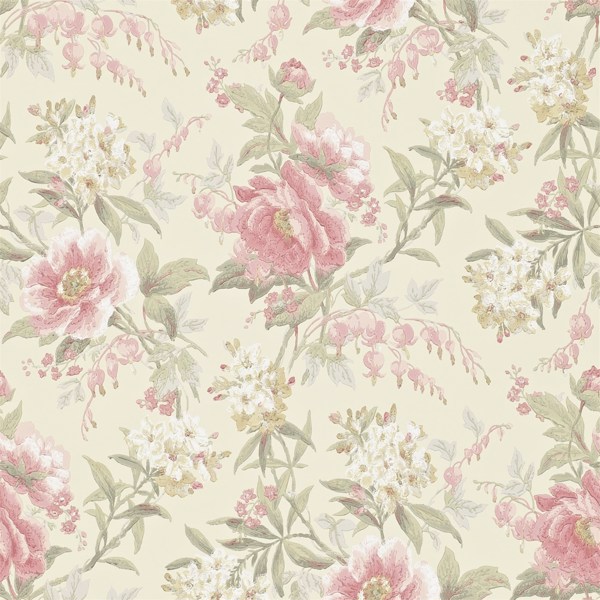 Olivia Pink/Cream Wallpaper | Sanderson by Sanderson Design