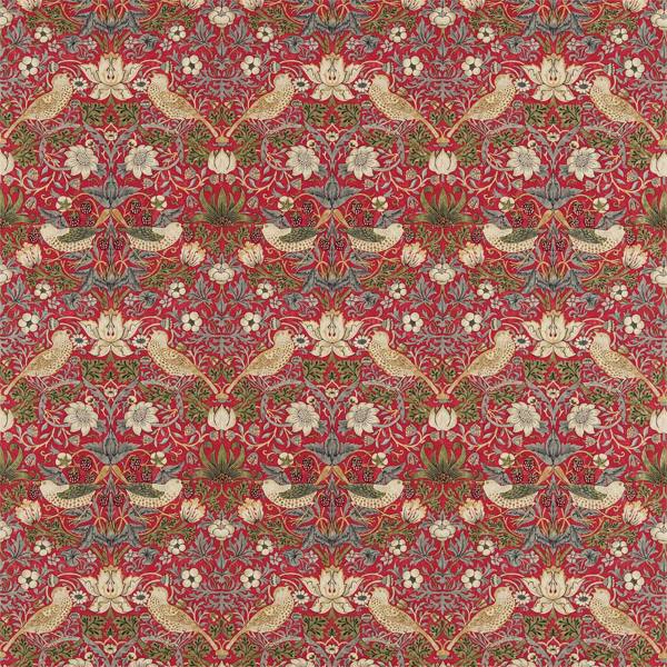 Strawberry Thief Crimson/Slate Fabric by Morris & Co