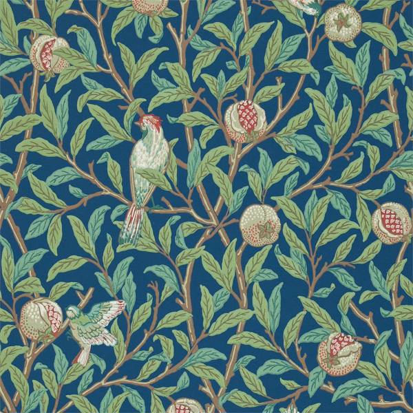 Bird & Pomegranate Blue/Sage Wallpaper by Morris & Co