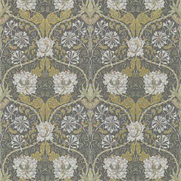 Honeysuckle & Tulip Charcoal/Gold Wallpaper by Morris & Co